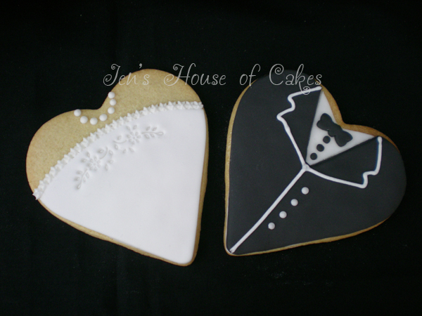 Bride & Groom Heart Cookies