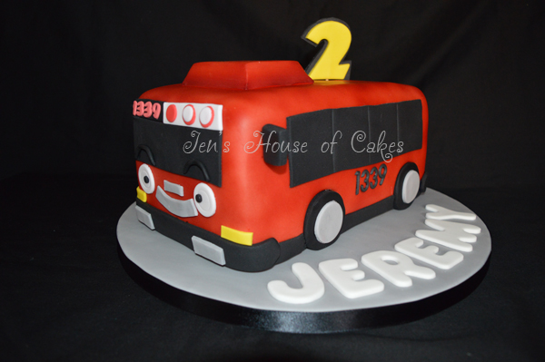 3D Red Bus Birthday Cake