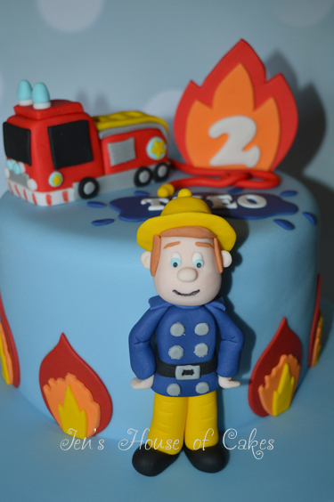 Fireman Sam  Cake with Modelled FIre Engine