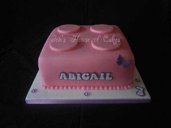 Pink Lego Brick Birthday Cake 