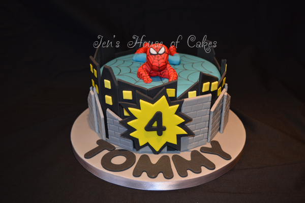 Spiderman Cake with Buildings