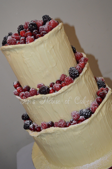 White Chocolate Wrapped Cake with Fresh Berries