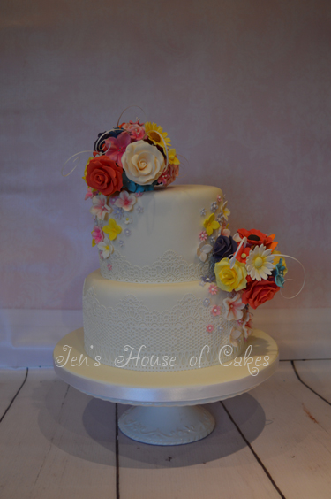 Bright Flowers & Lace 2 Tier