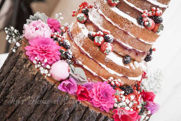 Naked Wedding Cake with Flowers