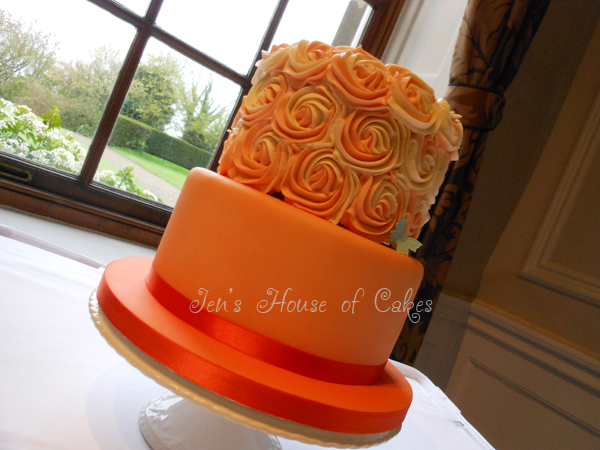 Orange Wedding Cake With Icing & Buttercream