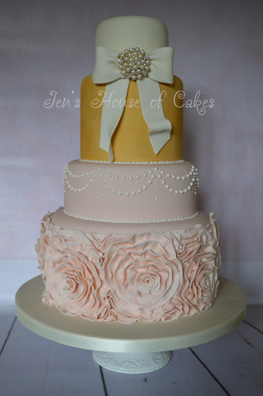 Ruffles & Bow Wedding Cake