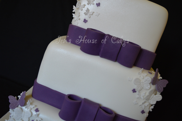 Square Bow & Butterfly Wedding Cake